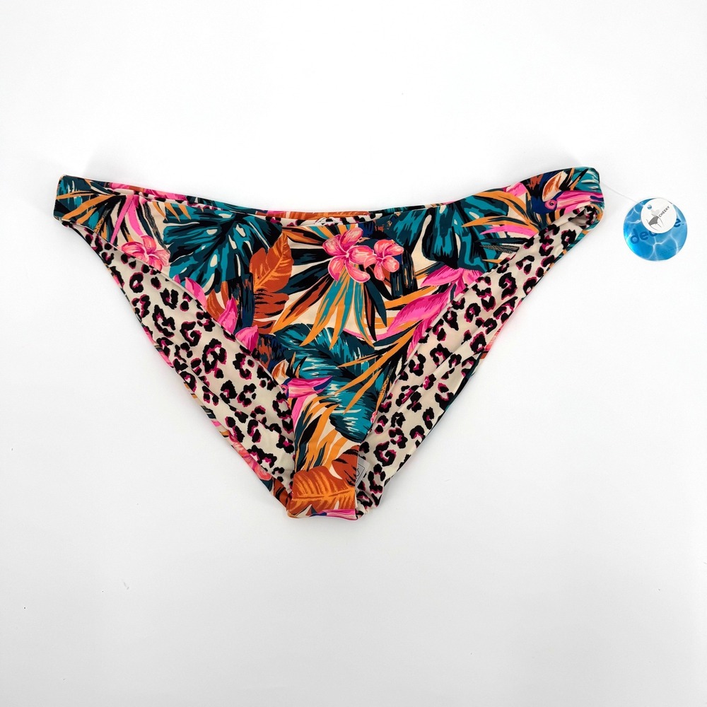 Decree‎ Reversible High Leg Cheeky Bikini Bottoms XXL Tropical Leopard DCTTP142
